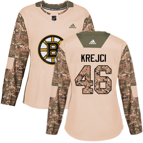 Adidas Bruins #46 David Krejci Camo Authentic Veterans Day Women's Stitched NHL Jersey